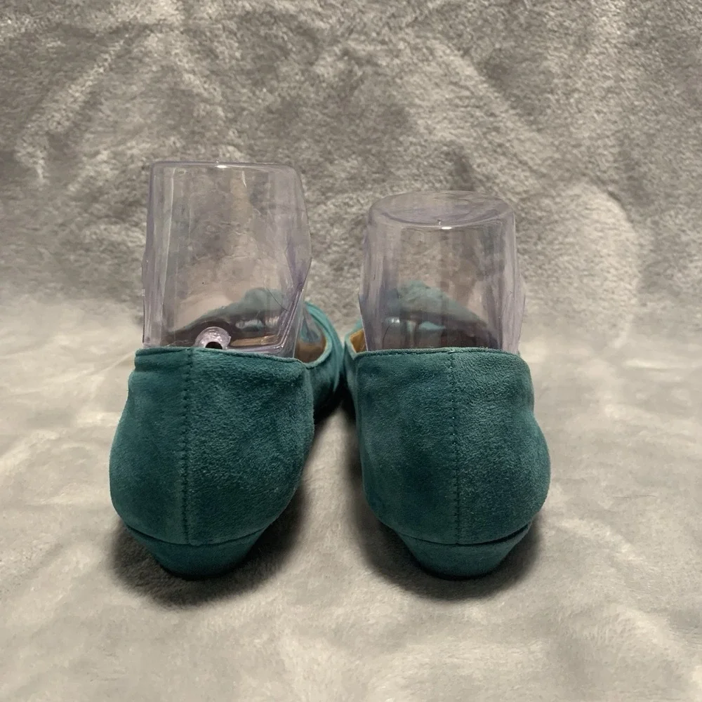 Seychelles Womens Shoes 6.5 Teal‎ Blue Suede Slip On Open Toe Coastal Passport